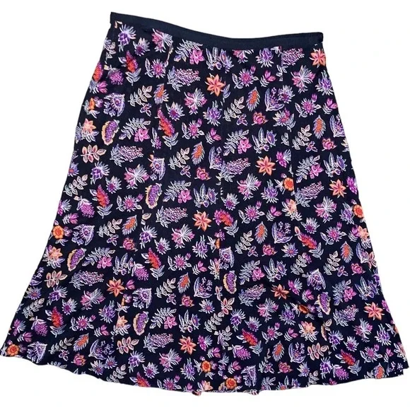 Diane Von Fustenburg Silk Floral Skirt MIDI Size 2 Preppy Summer Travel Spring - Picture 5 of 5